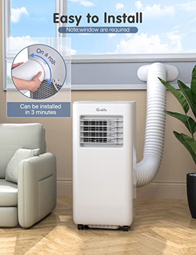 Portable Air Conditioners,Grelife 8000Btu 4-In-1 Ac Unit With Fan,Heat&Dehumidifier,Powerful Cooling Up To 350 Sq.ft,Portable Ac With Smart/Sleep Mode,Led Display,Remote Control,48Db Quiet,24H Timer #TOP5