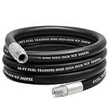 Jeemiter Fuel Transfer Hose, 3/4 Inch × 10 Feet Pump Hose with 3/4" Male End Fittings for Dispensing Diesel Gasoline Kerosene Biodiesel