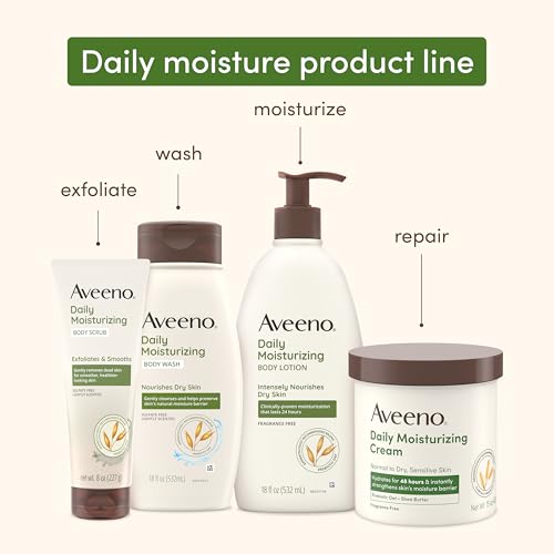 Aveeno Daily Moisturizing Body Lotion with Soothing Prebiotic Oat, Gentle Lotion Nourishes Dry Skin With Moisture, Paraben-, Dye- & Fragrance-Free, Non-Greasy & Non-Comedogenic, 8 fl. oz (Pack of 2) - image 7