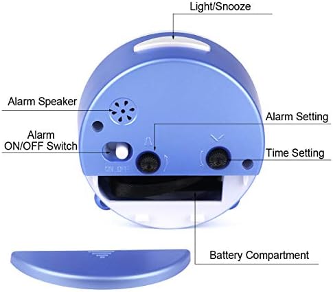 DTKID Children Silent Alarm Clocks Bedside Non Ticking Battery Powered Table Clocks for Boys Girls Luminous Large Display Snooze Light Function for Bedroom Office [Energy Class A+++]