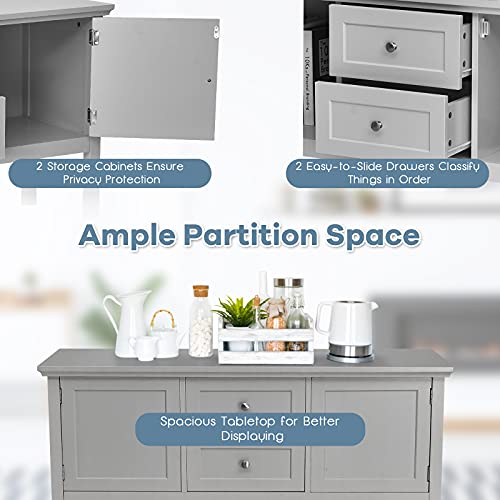 Petsite Sideboard Buffet Cabinet With Storage, Drawers & Open Shelf, Wood Accent Cupboard Console Table For Home Kitchen, Living Room, Hallway #TOP2
