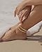 NIXMAX Gold Ankle Bracelets for Women 14K Gold Plated Anklets Waterproof Layered Herringbone Sequin Dot Chain Lightweight Hypoallergenic Body Jewelry Fashion Trendy Gifts