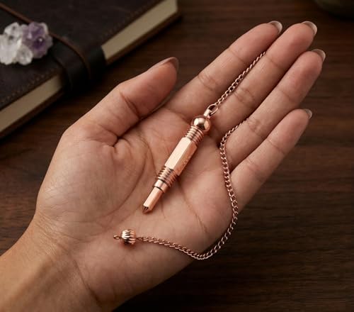 Image of Pencil Design Copper Pendulum for Reiki Healing, Dowsing & Chakra Balancing - Divination & Meditation Tool for Energy Cleansing