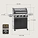 RÖSLE Gasgrill BBQ-Station VIDERO G4-S Schwarz, Grill mit 4 Edelstahlbrennern, extra Primezone und Seitenbrenner, klappbare Seitentische, VARIO+, pulverbeschichteter Stahl