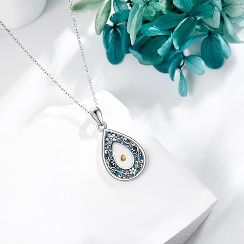 URONE Mustard Seed Necklace Sterling Silver Mustard Seed Faith Pendant Necklace Christian Mother's Day Jewelry Gifts for Women3