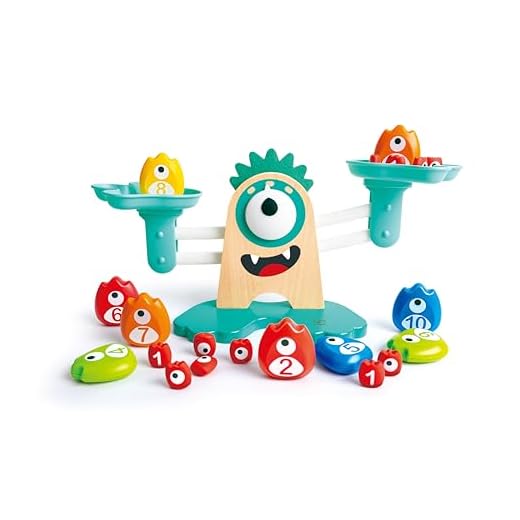 Hape Math Monster Scale Toy| 22 PCs Cute Counting Math Toy| STEM Educational Learning Counting Math Games for Preschool
