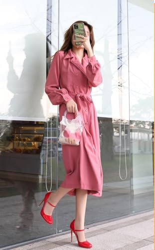 Women's Pumps Closed Toe Mary Jane Pumps Round Toe Platform High Heel Ankle Strap Dress Shoes4