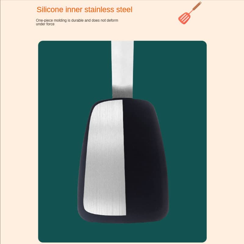 spatole Utensili da Cucina Spatola for bistecche di frittelle Manico in Acciaio Inossidabile Spatola in Silicone Antiaderente Spatola da Cucina(Silver1)