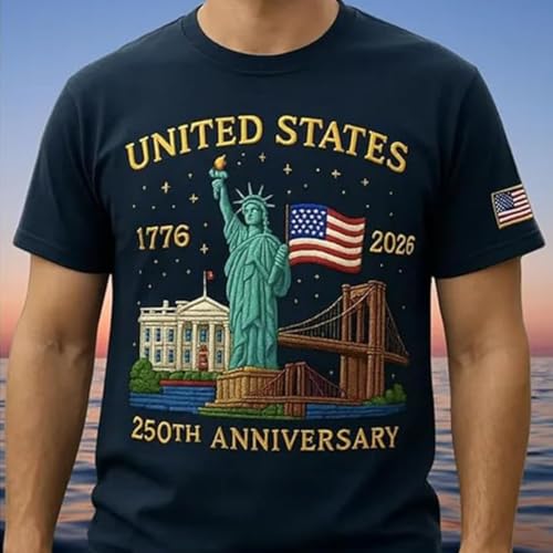 U.S. 250th Anniversary Edition T-Shirt,United States 250 Years American Flag Statue of Liberty T-Shirt for Men Women 5