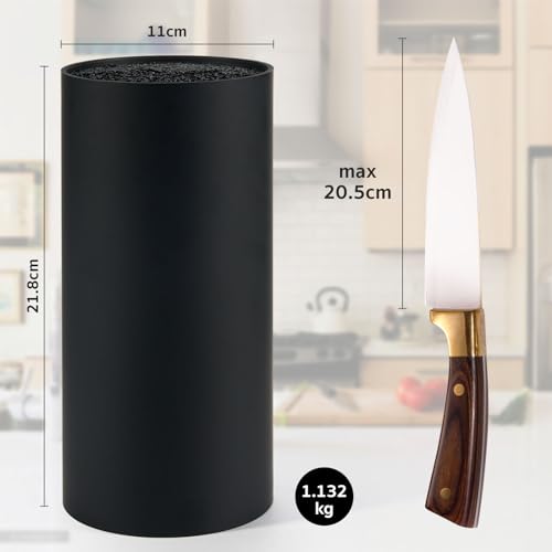 Cheerhom Ceppo Portacoltelli Senza Coltelli, Universale Ceppo Portacoltelli Nero, Ceppo Portacoltelli Vuoto con Stecche Flessibili, Ceppo Coltelli da Cucina per 5-8 Coltellis, 22 x 11 x 11 cm - immagine 6