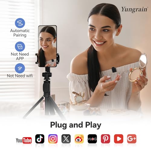 Image of Yungrain Wireless Lavalier Microphone, Ultra-Compact Design Wireless Mini Mic for iPhone /Pro /iPad /Android /PC /Windows /MAC, Bluetooth Microphone, Clip on Mic for Tiktok, YouTube, Video Recording, Zoom