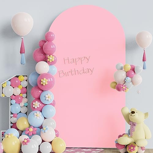 Fomcet 7.2FT Wedding Arch Cover Pink 2-Sided Spandex Fitted Fabric Arch Backdrop Cover Round Top Arch Cover Fabric for Birthday Party Baby Shower Wedding Arch Stand Decoration