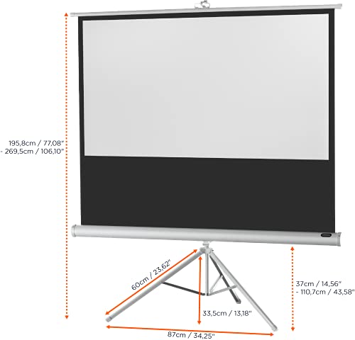 celexon Economy Stativ-Leinwand wei&szlig; 85 | 184x104 cm 16:9 | mobil transportable 4K, Full-HD Beamerleinwand mit manuellem Rollauszug f&uuml;r Heimkino, B&uuml;ro & Outdoor | inkl. Standfu&szlig; + Tragegriff