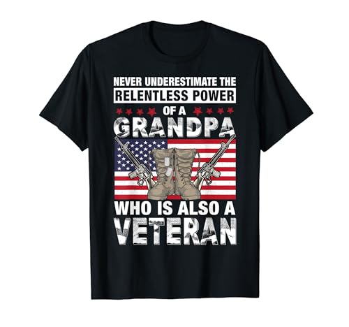 Grandpa Veteran US American Flag Patriotic Veterans Day Maglietta