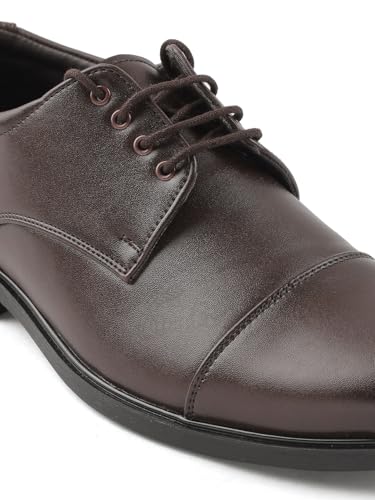 Image of Liberty Fortune HML-13E Men's Formal Oxford Shoes - Black, Brown - Synthetic Leather Lace-Up with Cushioned Footbed - Stylish Office Footwear - Comfortable and Lightweight