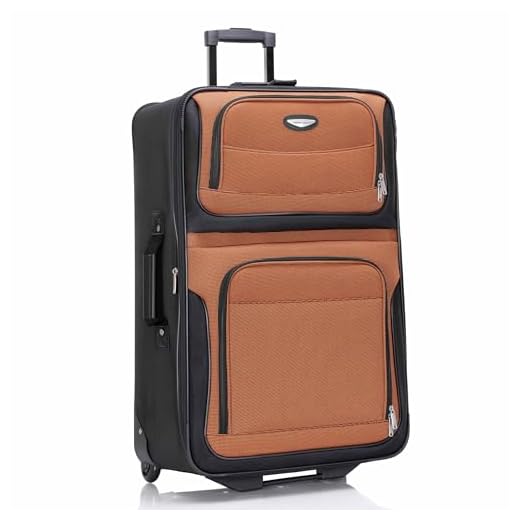 Travel Select Amsterdam Expandable Rolling Upright Luggage, Orange, Checked-Large 29-Inch