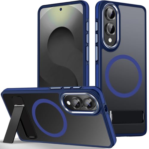 Image of MALEWOLF for Samsung Galaxy S25 Edge Case, Non-Slip Phone Case with Invisible Kickstand [Fits for Magsafe], Ultra Slim Translucent Cover for Galaxy S25 Edge, Mil-Grade Drop Protection (Darkblue)