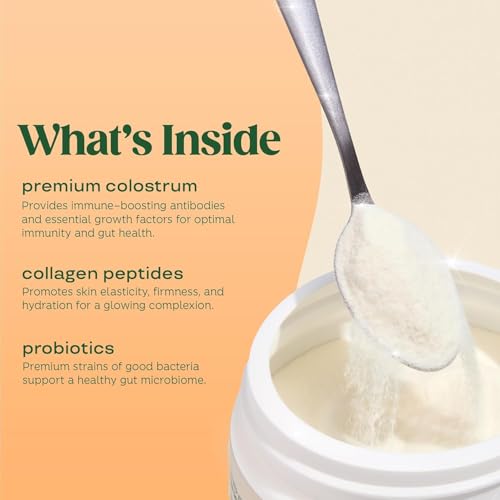 Bloom Nutrition Bovine Colostrum Powder for Gut Health, Immune Support, Hair Growth & Beauty Supplement, Gluten Free, Sugar Free | Orange Cream, 25 Servings