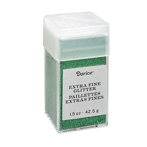 Darice Emerald Green Extra Fine Glitter 1.5 Ounces Canister w/Pour or Shake Lid, 2.7
