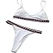 Produktbild Bikini High Waist,Loveso  Damen Sexy Pentagramm Drucken Bademode Push-up Bikinis Badeanzug Zweiteiler Strand Swimwear Swimsuits Beachwear Bikini-Sets (Weiß, L)