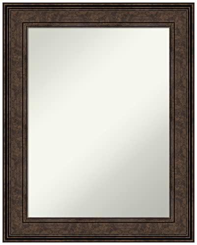 Amanti Art Bronze Wall Mirror 30x24 Ridge Bronze Rectangle Bathroom Mirror for Wall Decor Living Room, Medium Traditional Frame, Hangs Horizonally and Vertically, Bathroom Decor, Non-Beveled Edge