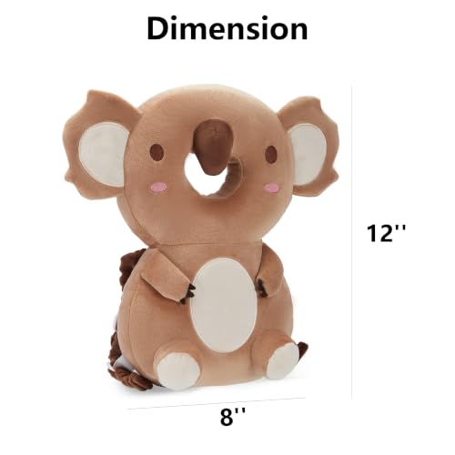 Image of Baby Head Back Protector Backpack Toddler Safety Protector Cushion Pad Soft, Adjustable and Lightweight Design for Safe Walking and Crawling Toddlers Girls and Boys(Brown Koala)