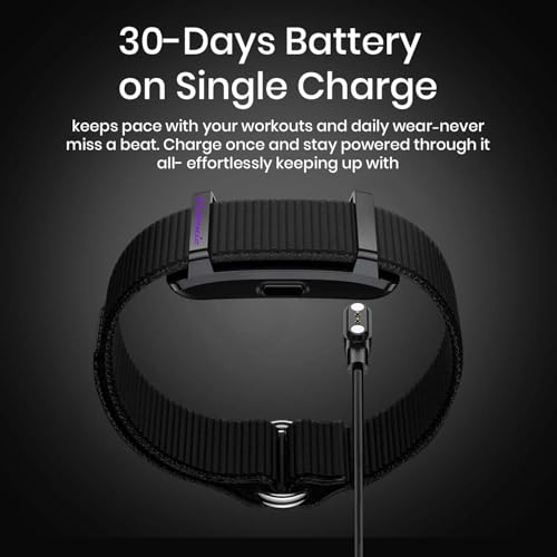Image of Cubonic Vytal Edge- Track What Matters Smart Band Bracelet Health Wristband Fitness Tracker for Heart Rate, Sleep, Steps, Activity & Body Temp, Upto 30 Days Battery, No Subscription App (Black)