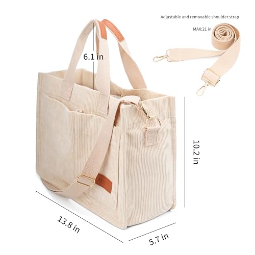 Corduroy Crossbody Bag for Women Tote Bag with Pockets Square Shoulder Bag Everyday Handbags for Work Travel2