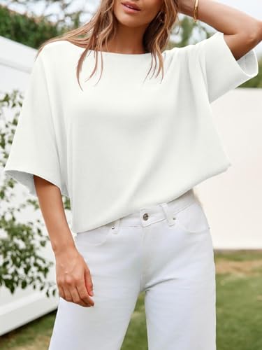 Image of Cicy Bell Womens Half Sleeve Sweaters Oversized Boat Neck Knitted Pullover Sweater Trendy Casual Loose Fit Fall Tops