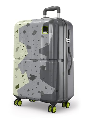 Image of Safari Tazzo 8 Wheels 77cm Large Size Trolley Bag, Hard Case Polycarbonate, 360º Wheeling Small Check in Luggage, Suitcase for Travel, Trolley Bags for Travel, Printed