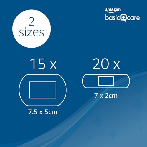 Amazon Basic Care Waterproof Plasters (Transparent Second Skin High Protection), 35 Stück (1er Pack)