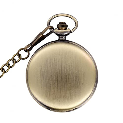 FZSWD Smooth Stainless Steel Quartz Pocket Watch with Short Chain Fob Watch Best Gift to Men Women