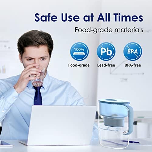 Waterdrop Lucid Water Filter Jug with 1×90 Days Filter, 3.5L, Reduces Fluoride, Chlorine and More, NSF Certified, BPA Free, Blue (Replacement Filter: WD-PF-01A Plus)