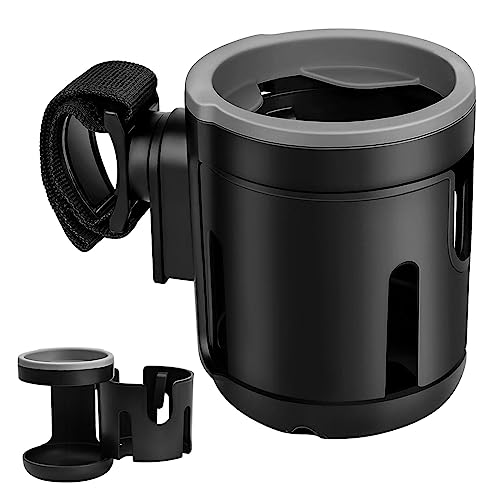 Pinsheng Portavasos para Cochecito, 2 en 1 Portavasos para Bebidas y Café Portavasos Carrito Bebe Universal Ajustable 360 Grados de Rotación Portabotellas para Silla de Paseo para Cochecito Bicicleta