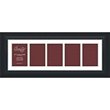 Craig Frames 21834700BK 9 by 27-Inch Black Picture Frame, Single White Collage Mat with 5-5 by 7-Inch Openings