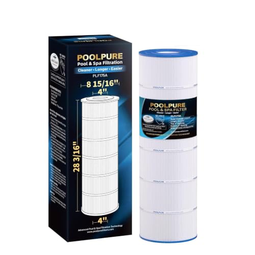 Image of POOLPURE PLF175A Pool Filter Replaces Hayward C1750, CX1750RE, PA175, Ultral-B4, Unicel C-8417, Filbur FC-1294, Sta-Rite PXC175, 817-0175P, L x OD: 28 3 /16 inch x8 15 /16 inch, 175 sq.ft Cartridge