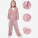 Bwaydeg Girl's 2 Piece Outfits Zip Up Sweatsuit Fashion Solid Color Velvet Sweatshirt Sweatpant Sets Jogging Track Suit Pink 9-10 Years