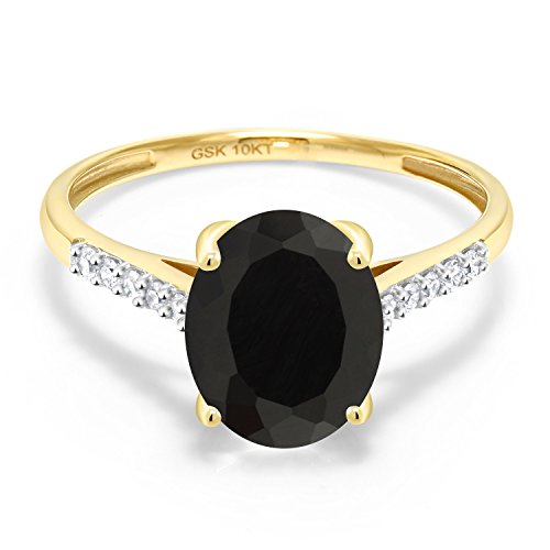 Gem Stone King 10K Yellow Gold Black Onyx and White Diamond Women's Engagement Ring (2.62 Cttw) (Size 9) Gem Stone King 10K Yellow Gold Black Onyx and White Diamond Women's Engagement Ring (2.62 Cttw) (Size 9)