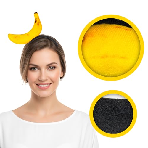 Brace Tang Banana Headband Halloween Costume for Adult, Funny Peely Banana Hat Men Women/Yellow