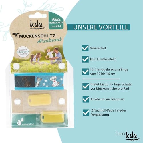 kda Mückenschutzarmbänder für Kinder - Sicherer Mückenschutz - Baustelle & Hund/Katze Design - Nylon (Hund & Katze) Mücke Camping Garten Urlaub Schultüte