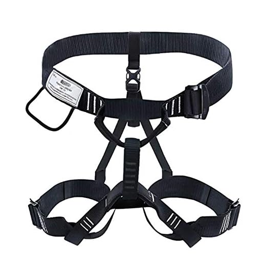 NewDoar Thickness Climbing Harness, CE Certification Wider Half Body Harness for Rock Rappelling Fire Rescuing Tree Climbing Gear (Black 2)