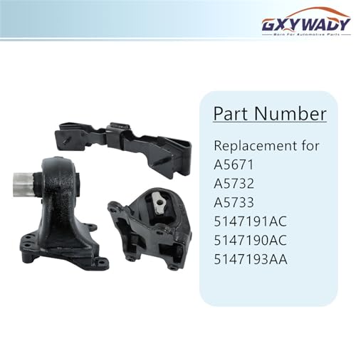 GXYWADY 3 Pcs Engine Mount Replacement for A5671 A5732 A5733 Replacement for Wrangler 3.6L 2012-2017 Replacement for Wrangler JK 3.6L 2018 by GXYWADY - Used condition - Image 2