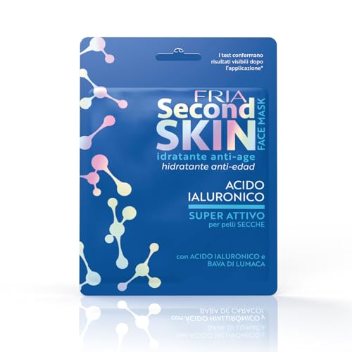 Fria Second Skin Maschera Viso Idratante con Acido Ialuronico, Azione Anti-Age per Pelli Secche, Dermatologicamente Testata, Confezione da 1 Maschera
