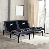 Naomi Home Idealbase Split King Adjustable Bed Frame with Lumbar Support Head Tilt Foot Incline Back Leg Massage USB Ports Massage Bed with Wireless Remote Ergonomic Zero - Gravity Smart