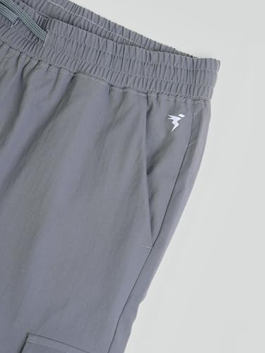 Image of TECHNOSPORT Men's Regular Fit Mid Rise Polyester Solid Cargos for Activewear, Regular Use and Quick Dry