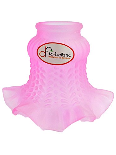 Fd-Bolletta Arredamento E Illuminazione Paralume Vetro, Vetro Di Ricambio, Vetro Ricambio Lampada, Campana Di Vetro Rosa Vl8 Misure:H 11Cm,Ø Vetro 13C