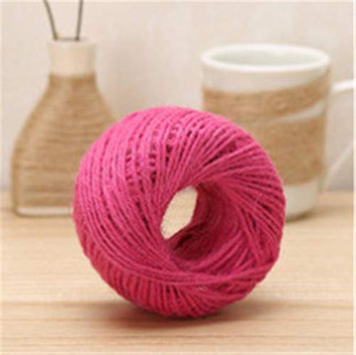 Zkenshan-Natural Jute Twine 10 Meters 5mm Natural Burlap Jute Twine Cord, Hemp Rope Gift Packing Strings Christmas Event Party Supplies, Natural Jute Fiber (Color : Rose Red 5mm)