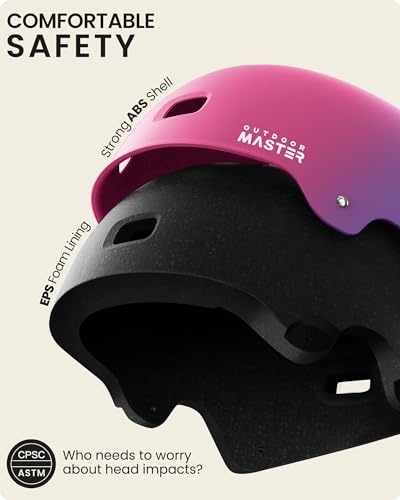 Image of OutdoorMaster Skateboard Cycling Helmet - Two Removable Liners Ventilation Multi-Sport Scooter Roller Skate Inline Skating for Kids, Youth & Adults - L - Sorbet