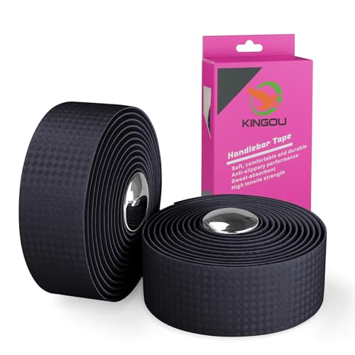 KINGOU Carbon Fiber PU Leather Road Bike Handlebar Tape Bar Tapes - 2PCS Per Set