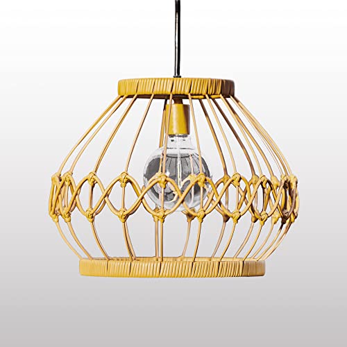 Teamson Home Pt-Ol0001-Amz Weave Outdoor Solar Powered Open Wicker Hanging Lantern Shaped Pendant Light With Dimmable Bulb And Remote Control With Multiple Modes And Levels, Brown #TOP10